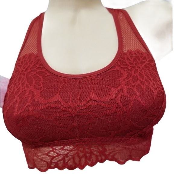 PINK Victoria’s Secret Red lace Floral Bralette Size XS - Picture 4 of 16